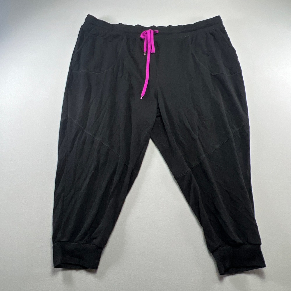 Torrid Cropped Jogger Pants Womens 4 Black French Terry Drawstring Tapered Leg